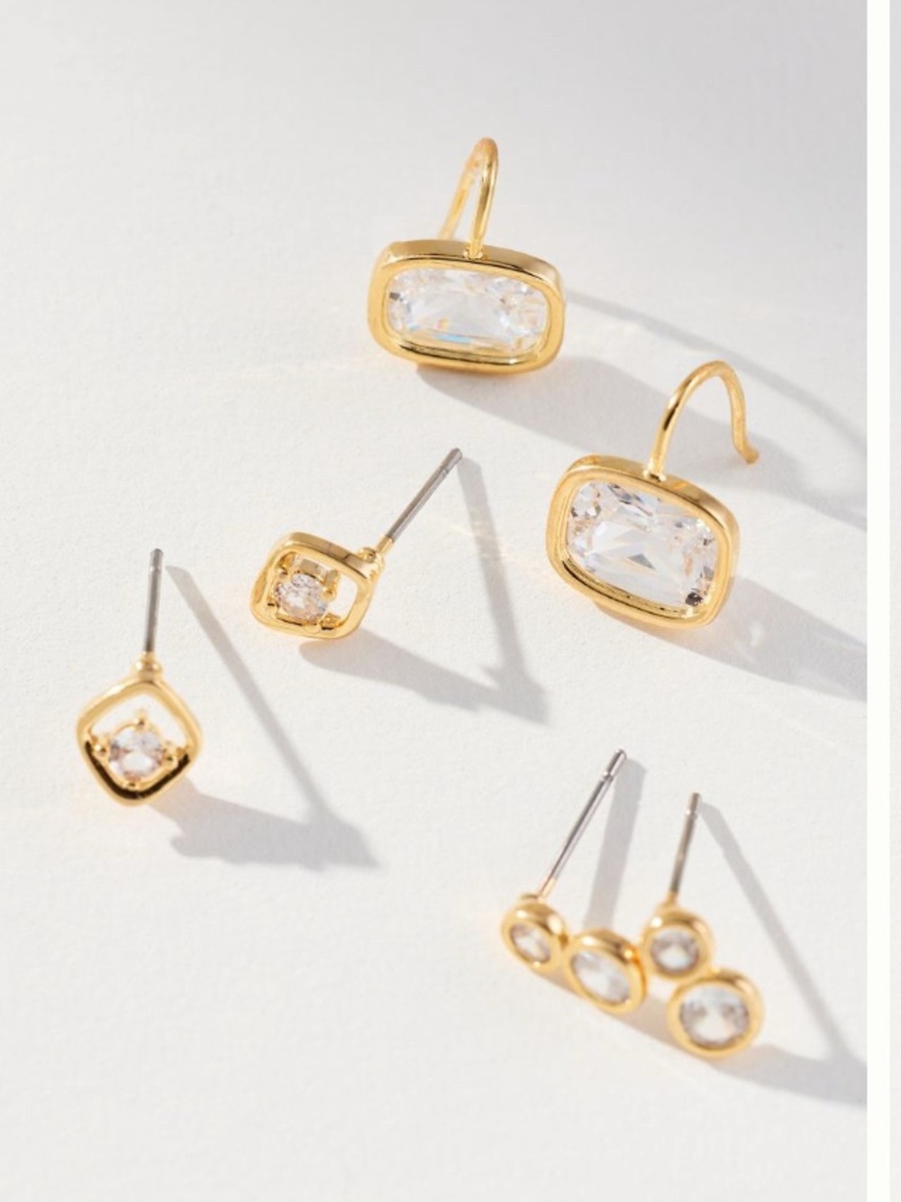 Anthropologie Large Shaped Crystal Earrings, Set of 3, New with tags - Picture 3 of 4